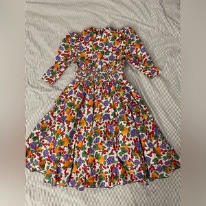 Vintage dress with cherries and grapes
